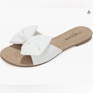 Mudan Women Floral Flat Sandals Size 8 white